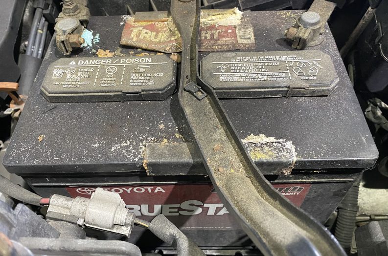 Car battery on a Toyota Highlander.
