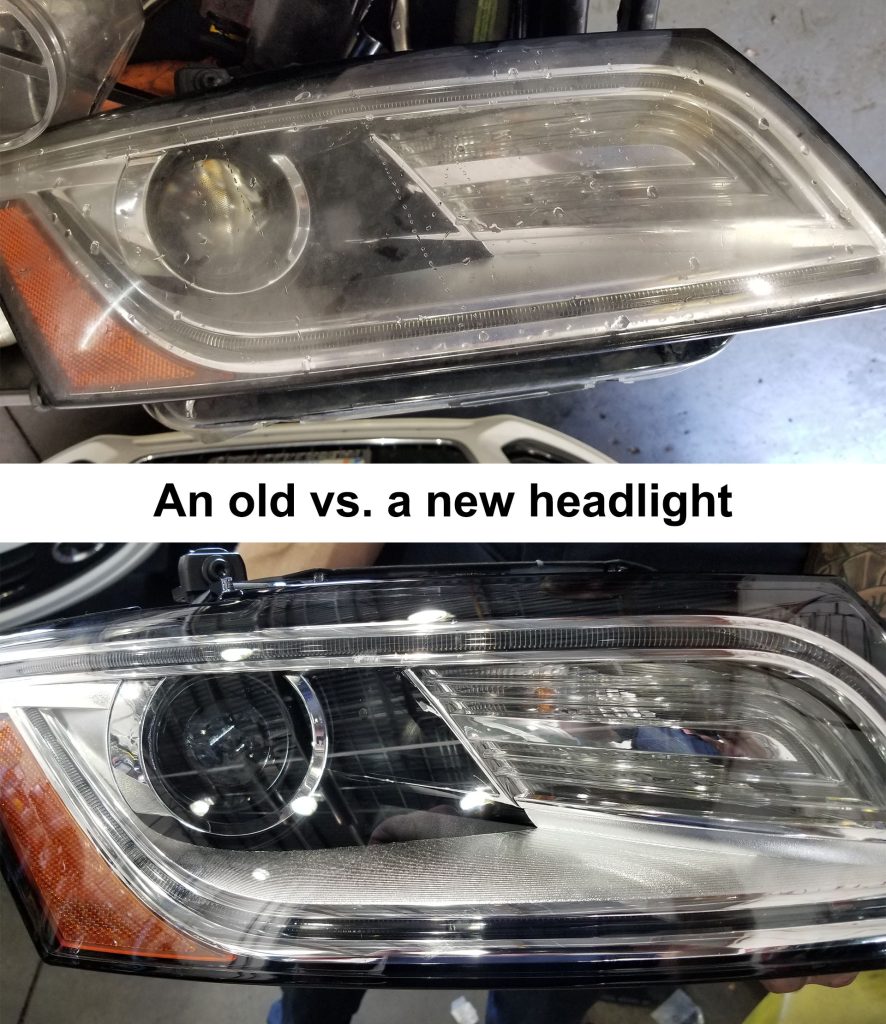 Old and new headlight.
