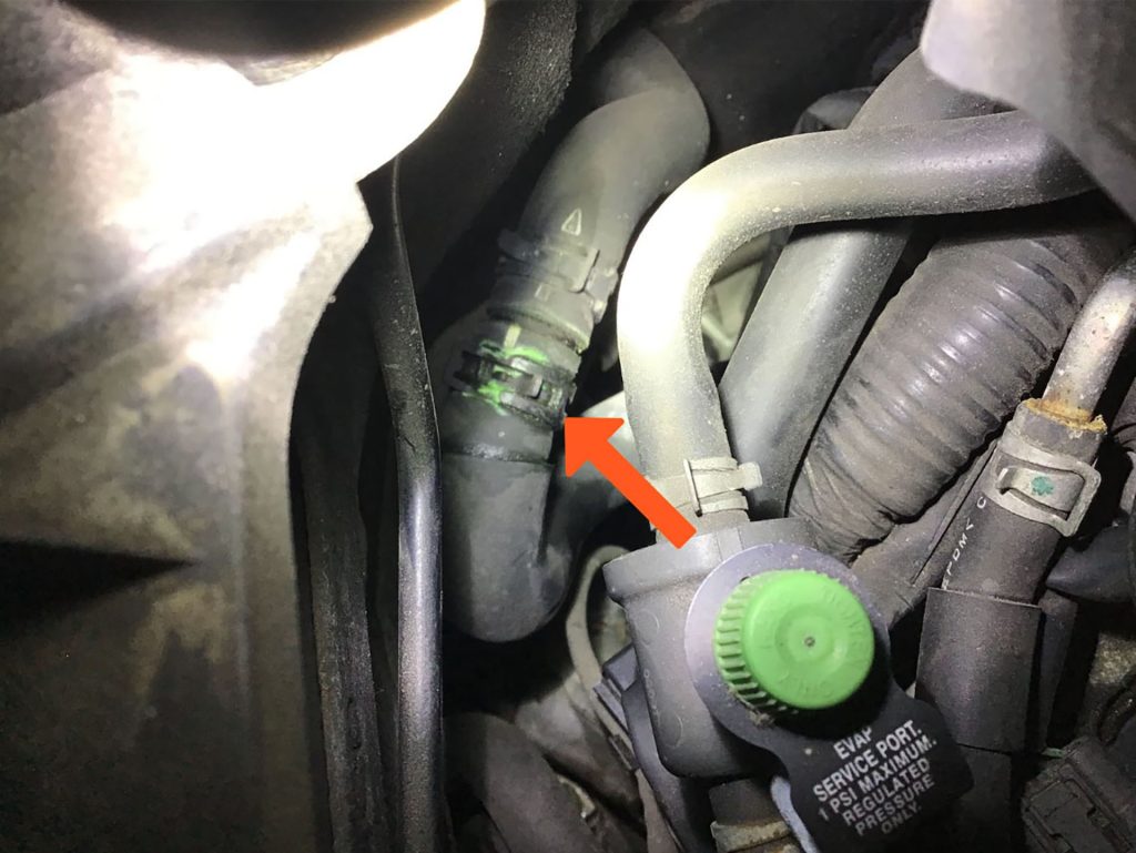 Coolant leaking from heater hoses on an Infiniti M37.