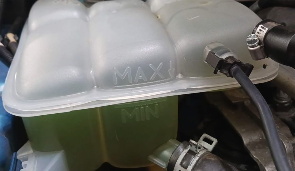 Low coolant on a Ford Focus.