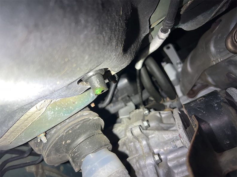 Ultraviolet dye coming out of evaporator drain tube.
