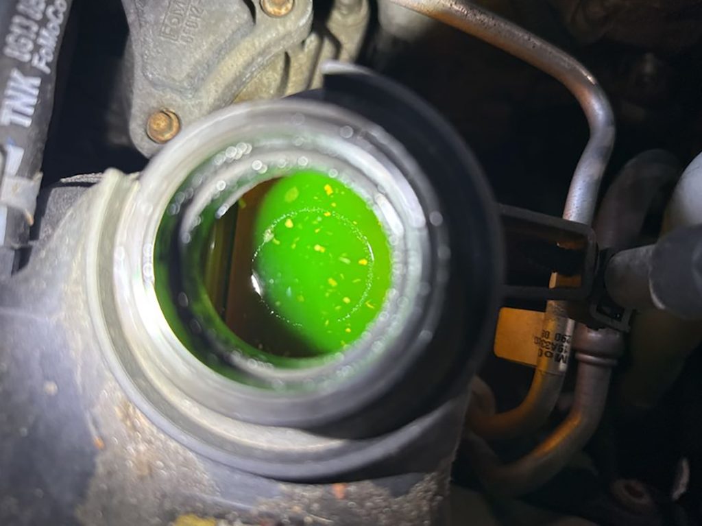 Contaminated coolant on a Lincoln MKS.