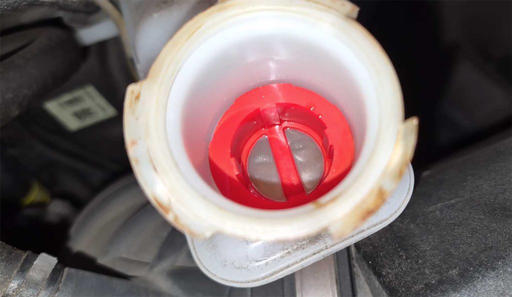 Low brake fluid on Hyundai Tucson.