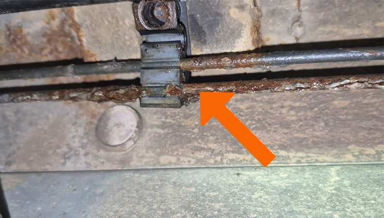 Rusted brake lines leaking.
