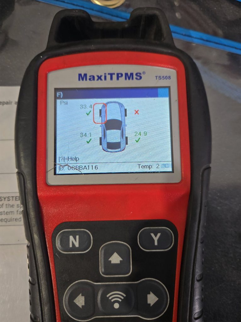 Bad TPMS sensor on Hyundai Sonata.