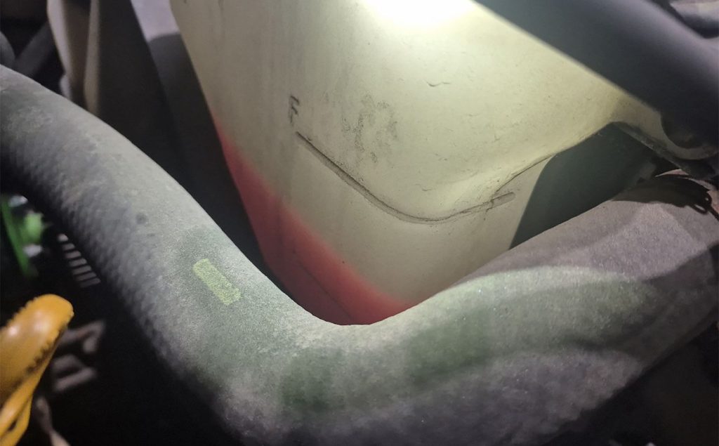 Low coolant on Toyota FJ Cruiser.
